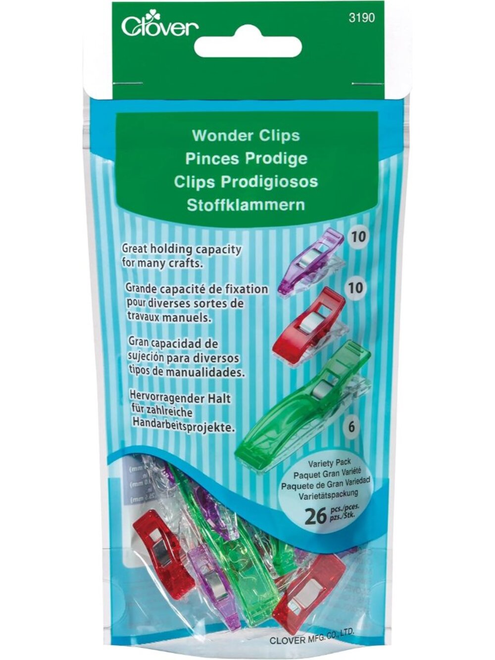 Wonder Clips Variety Pack – 26 Pieces Assorted Sizes for Sewing, Quilting, and C